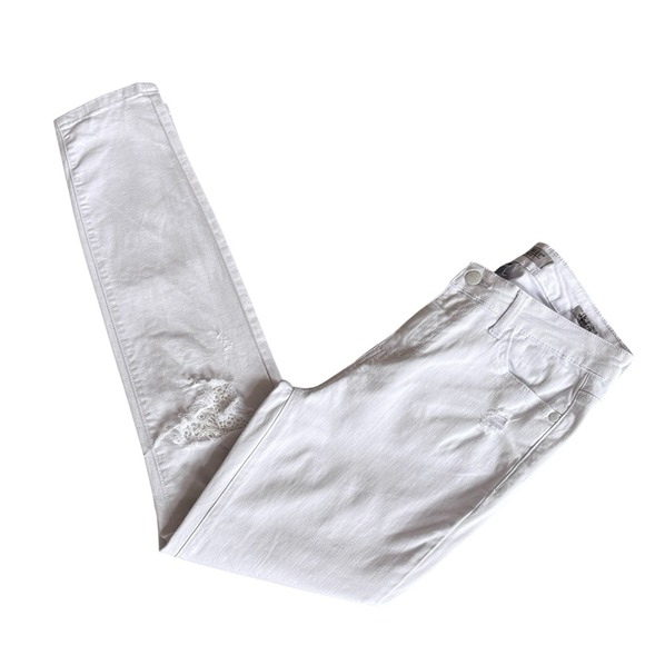 Judy Blue White Skinny Fit Jeans S Sz 7 / 28 Lace Patches Stretch Distressed - Picture 13 of 16